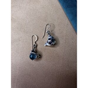 Vintage 925 Silver Jelly Belly Dolphin Dangle Earrings Signed ALIC‎ 94